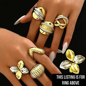 Stainless Steel Statement Ring, Boho Exaggerated Big Large